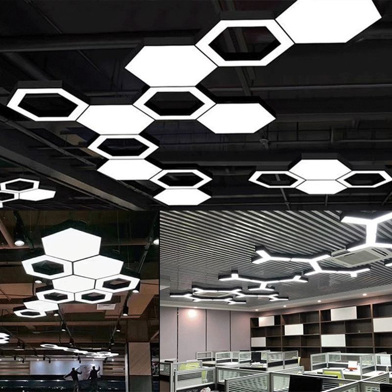 Black Geometric LED Pendant Light in Modern Concise Style Aluminium Hanging Light with Acrylic Shade