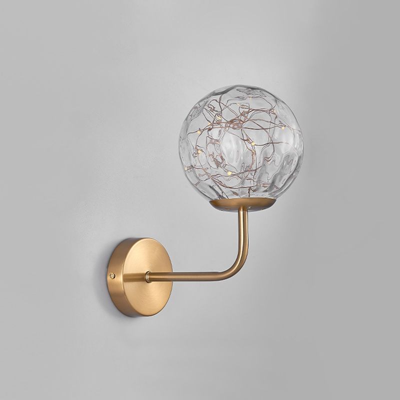 Glass Spherical Shape Wall Lights Modern Style 1 Light Wall Sconce for Bedroom