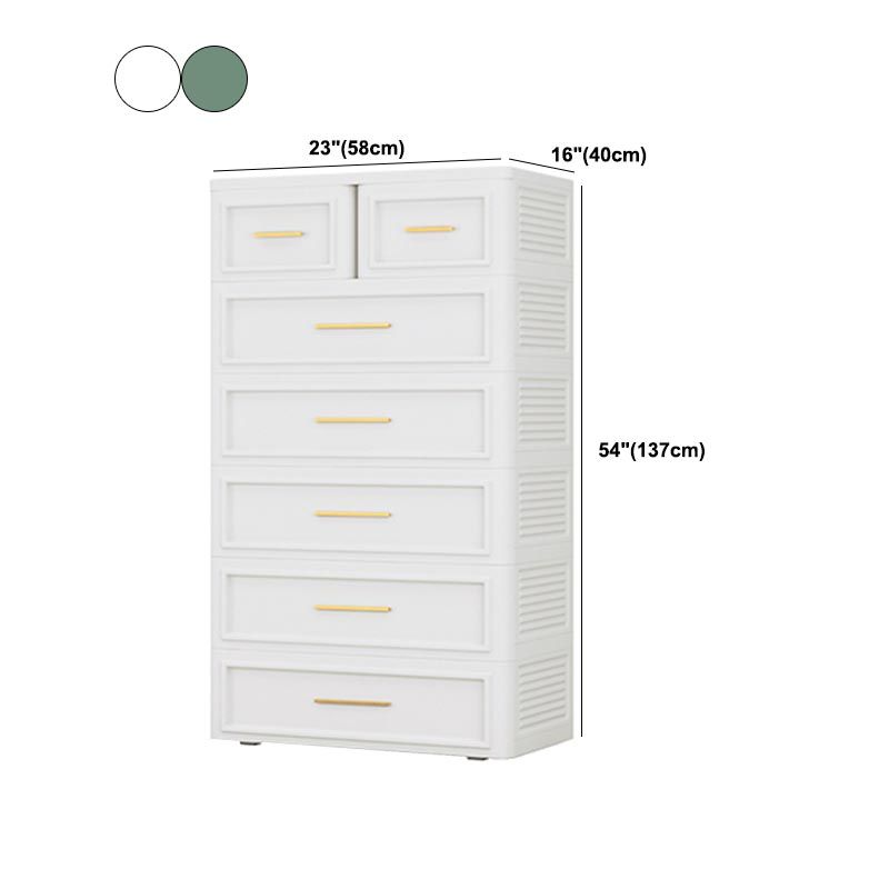 White and Green Non-Hanging Armoire Contemporary Plastic Cabinet