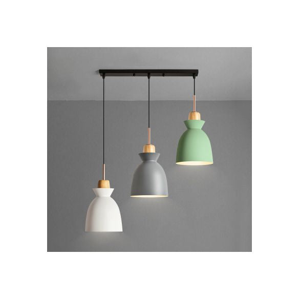 Dome/Cone Shade Living Room Hanging Ceiling Light Nordic Style Aluminum 3 Lights Multi Colored Pendant Lighting