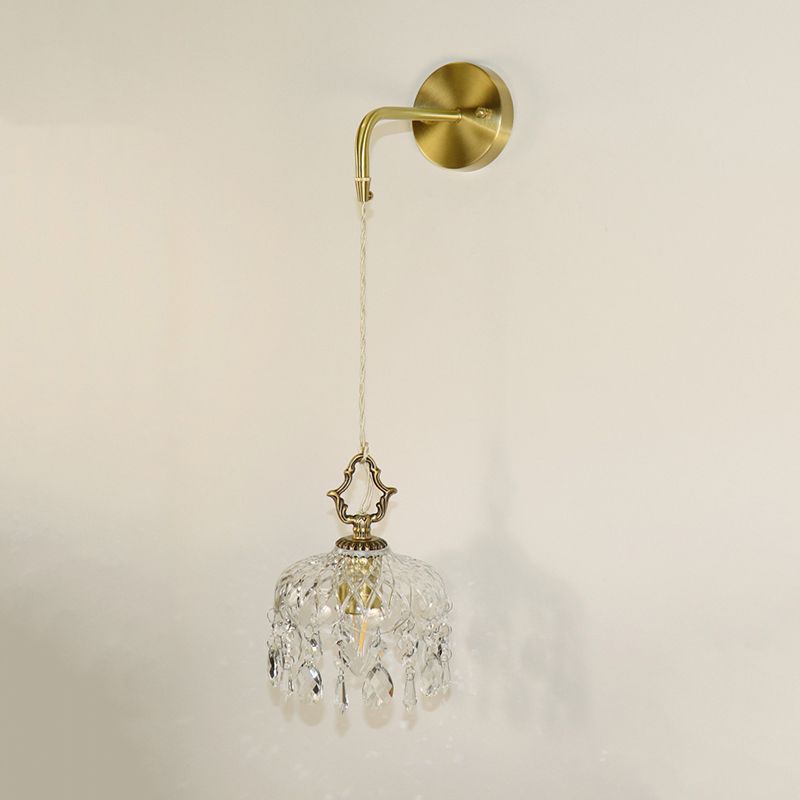 Modernism Golden Metal Wall Light Glass Shaded Lighting for Home