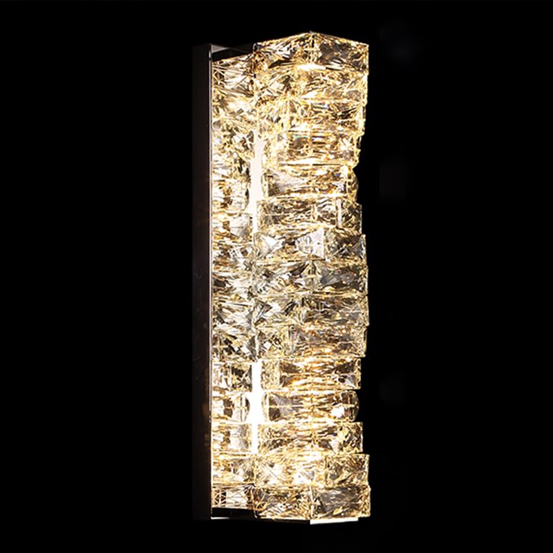 Modern Stainless Steel Wall Light Geometric Wall Sconce with Crystal for Living Room