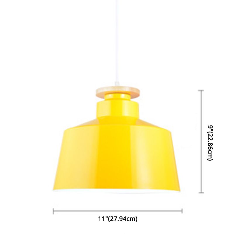 Wooden Top Hanging Light Fixture Minimalist Metal Pendant Ceiling Light for Restaurant