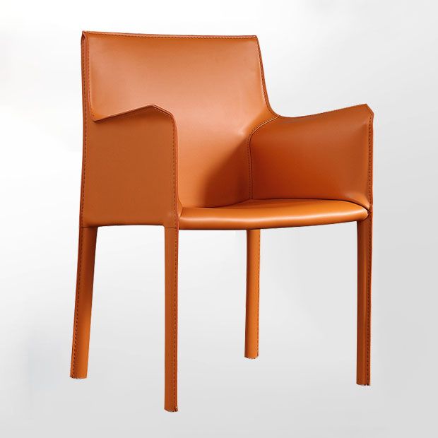 Contemporary Leather Dining Chair Parsons Chair in Matte Finish with Steel Legs