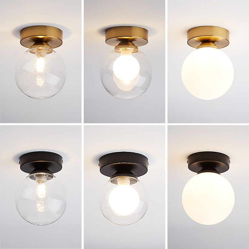 Plafonnier encastré pour allée, plafonnier de style moderne avec abat-jour rond en verre