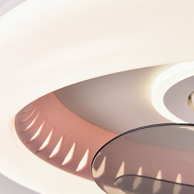 Round Shape Metal Ceiling Fan Lamp Modern Style 2 Lights Ceiling Fans