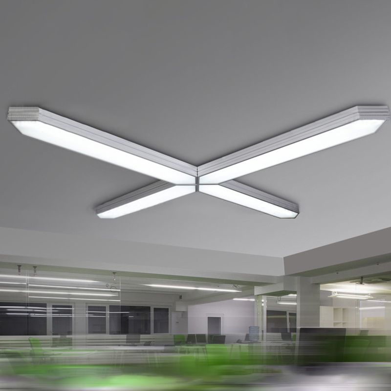 Metal Strip Flush Mount Lighting Contemporary Led White/Black/Silver Flush Lamp in White/Warm/Natural Light, 4"/8" Wide