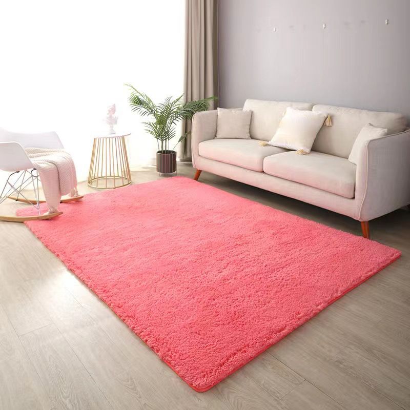 White Area Rug Polyester Solid Color Area Carpet Non-Slip Backing Area Rug for Living Room