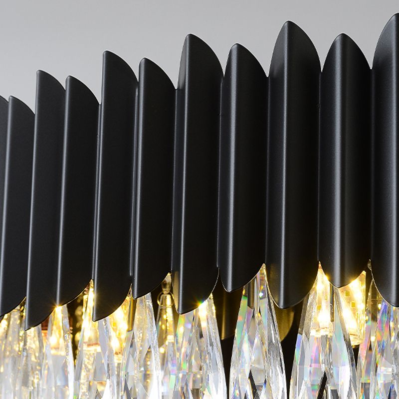 Schwarzer Anhänger Licht moderner Stil Metallkristall Kronleuchter Licht für Wohnzimmer