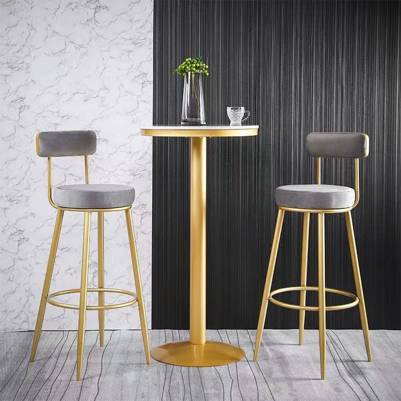 Scandinavian Round Armless Counter Stools Upholstered Bar Stools for Home