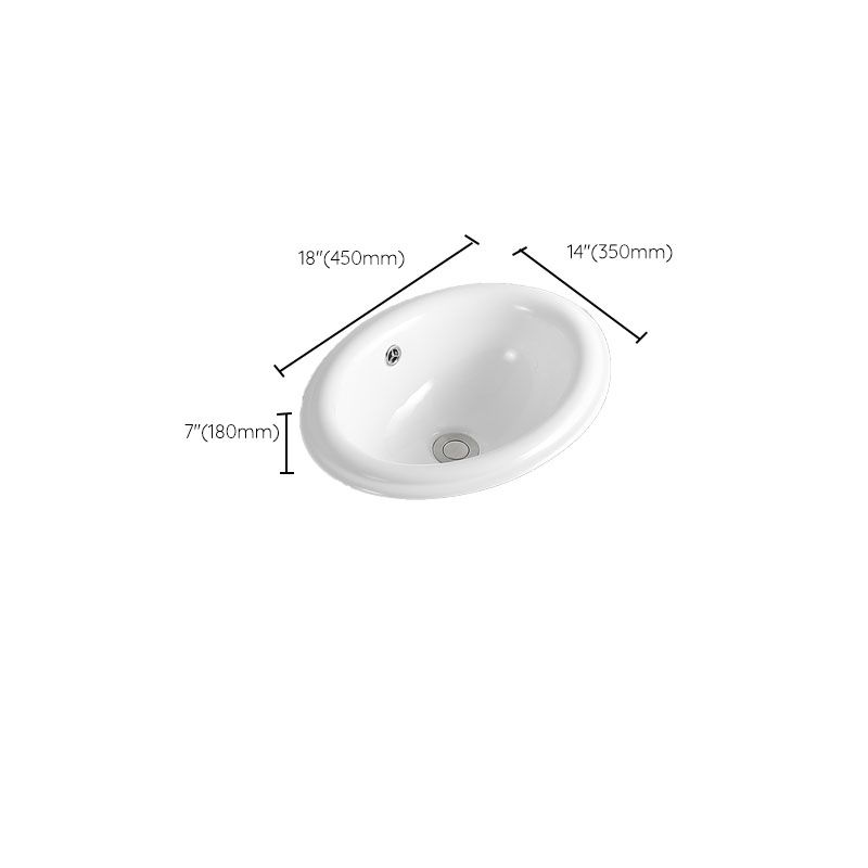 Contemporary Bathroom Sink with Overflow Porcelain Round Vessel Lavatory Sink