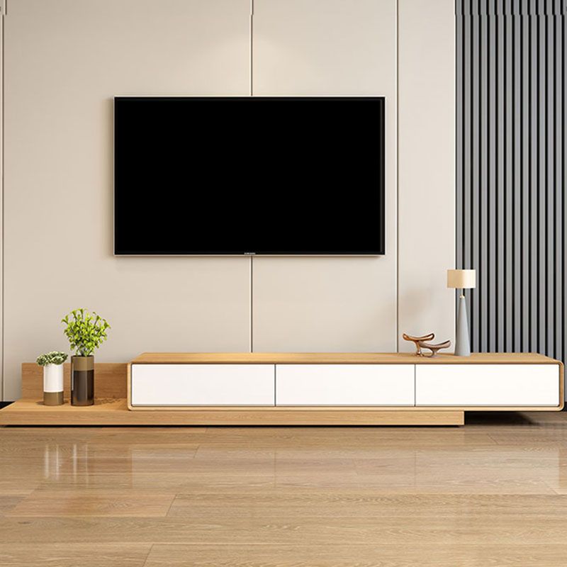 Contemporary Faux Wood TV Stand Console Enclosed Storage TV Stand