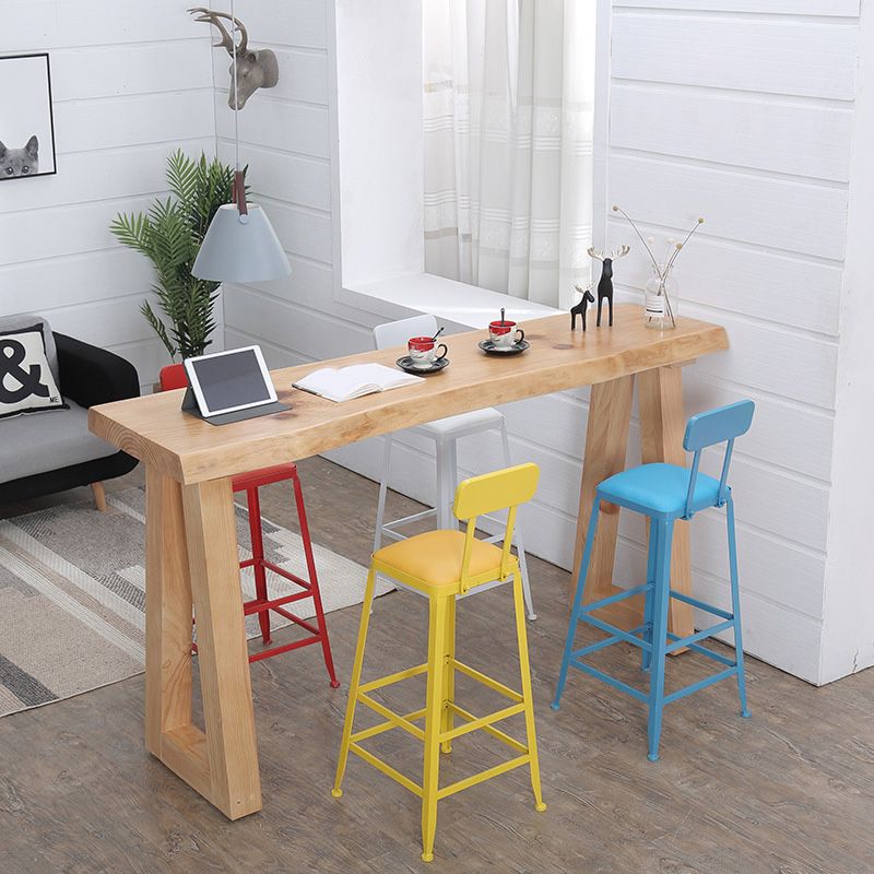 Modern 41.3"H Bar Table Rectangular Solid Wood Bistro Pub Table