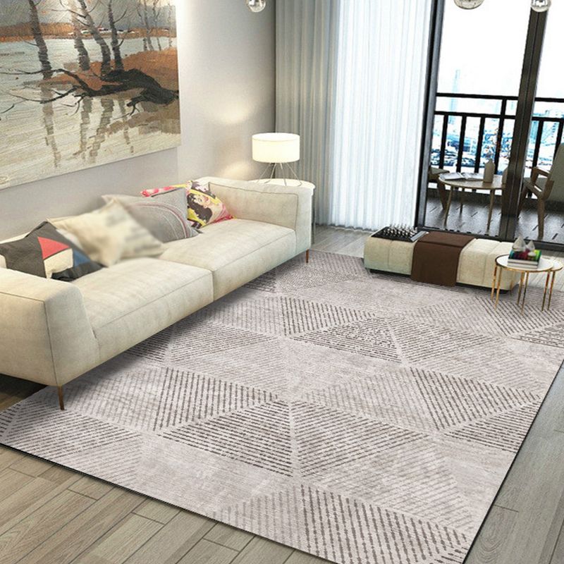 Geometric Khaki Rug Modern Patchwork Area Carpet Polyester Stain Resistant Carpet for Living Room