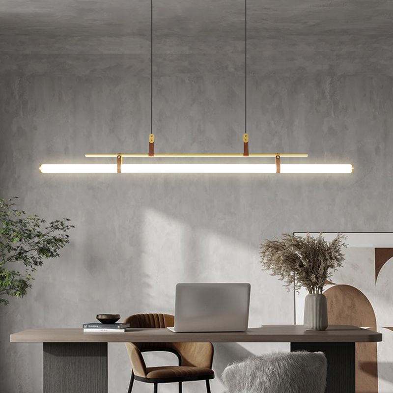 1 luminaire d'éclairage d'île linéaire léger Pendentiels îles métalliques contemporaines pour la cuisine