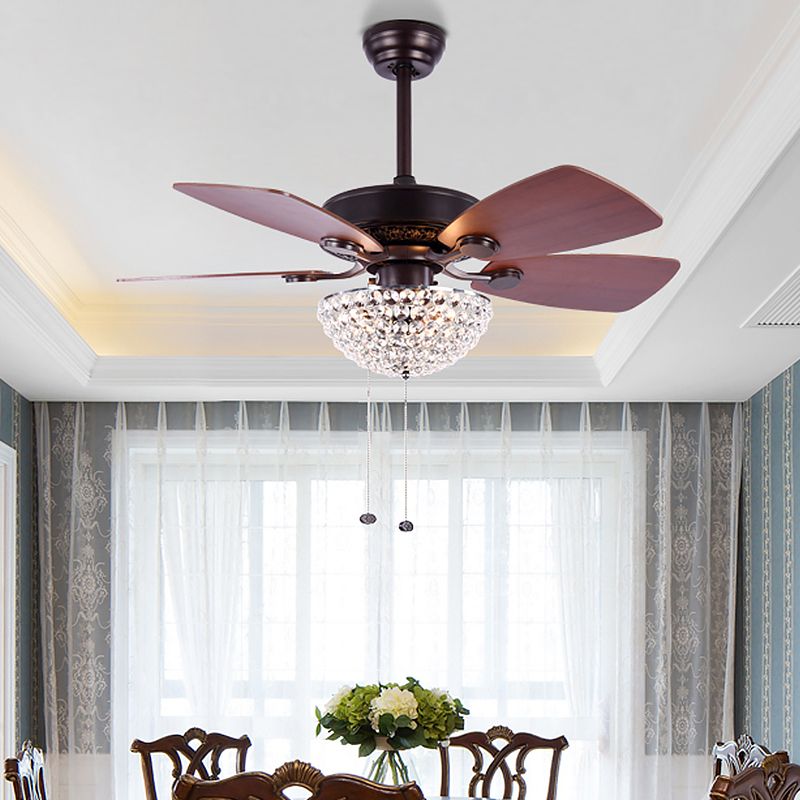 Crystal Embedded Dome Affermazione Light Light LED LED LED LED con 4 lame marroni rosse, larghe 36 "