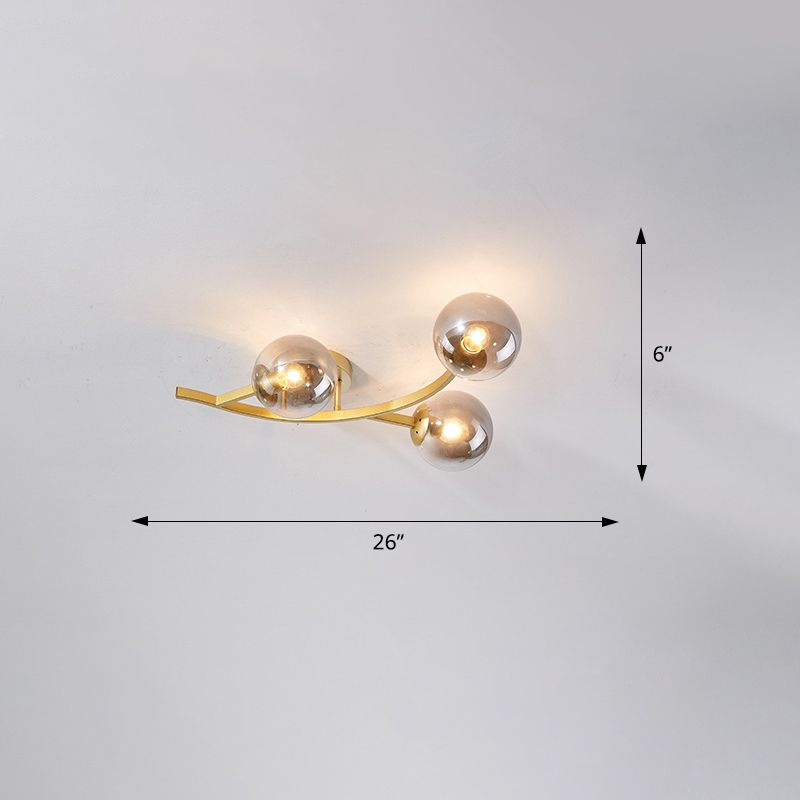 Branche Semi encastré éclairage postmoderne boule verre plafonnier pour salon