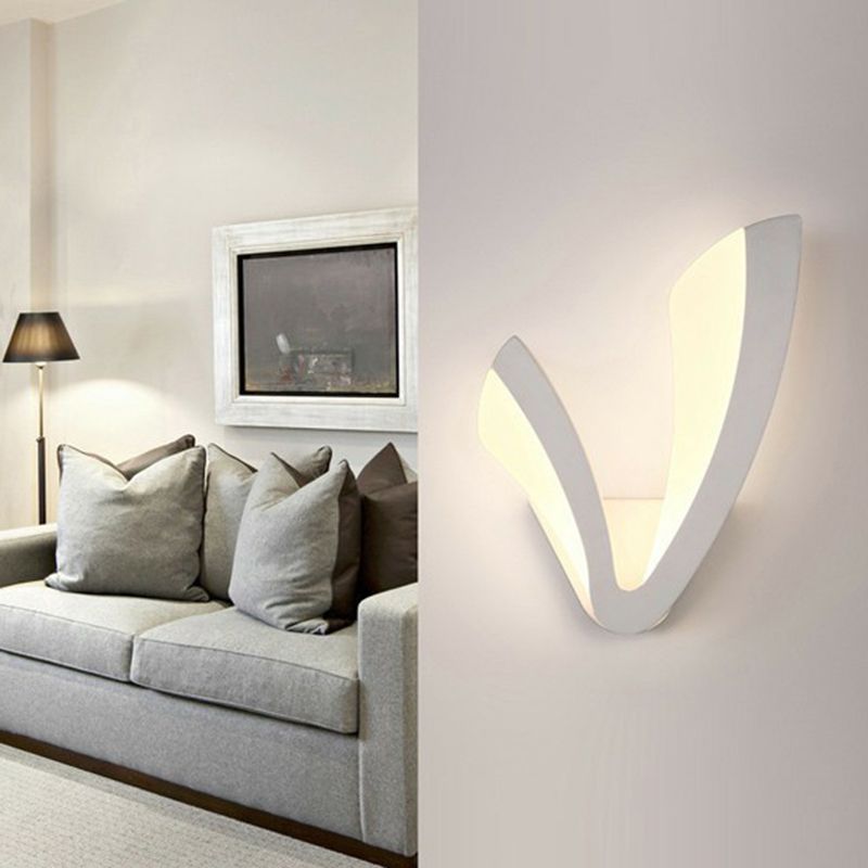 Acrylic V-Shaped LED Wall Mounted Light Simplicity White Wall Sconce Lighting for Bedside