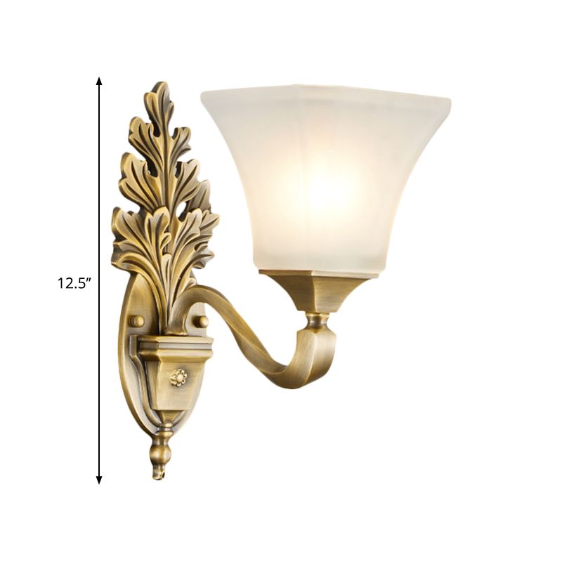 Golden 1/2-Light Sconce Light Vintage Stylish Opal Glass Bell Shade Wall Mount Lighting for Living Room
