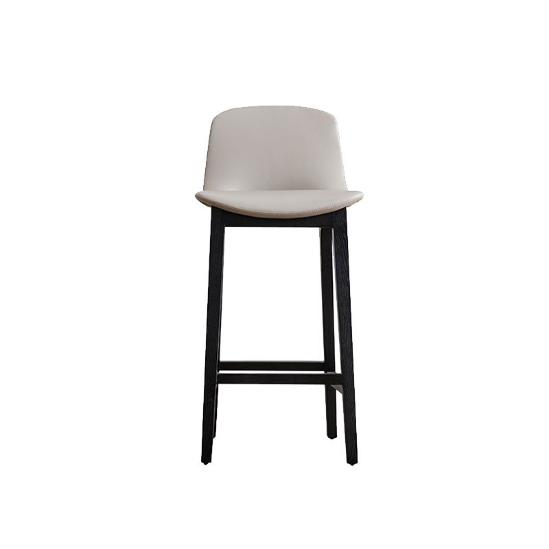 Faux Leather Stool Black Base Patio Bar and Counter Stool with Backrest