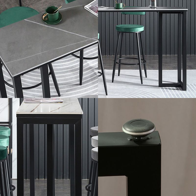 Table à manger du bar à barre rectangulaire contemporain avec base de barreau noir