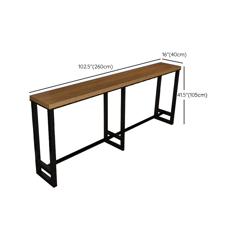 Industrial Bar Dining Table Rectangle Bar Solid Wood Table in Brown