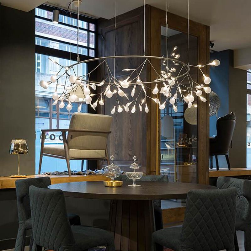 Glowworm Suspended Lighting Fixture Modern Multi-Head Hanging Pendant Lights with Acrylic Shade