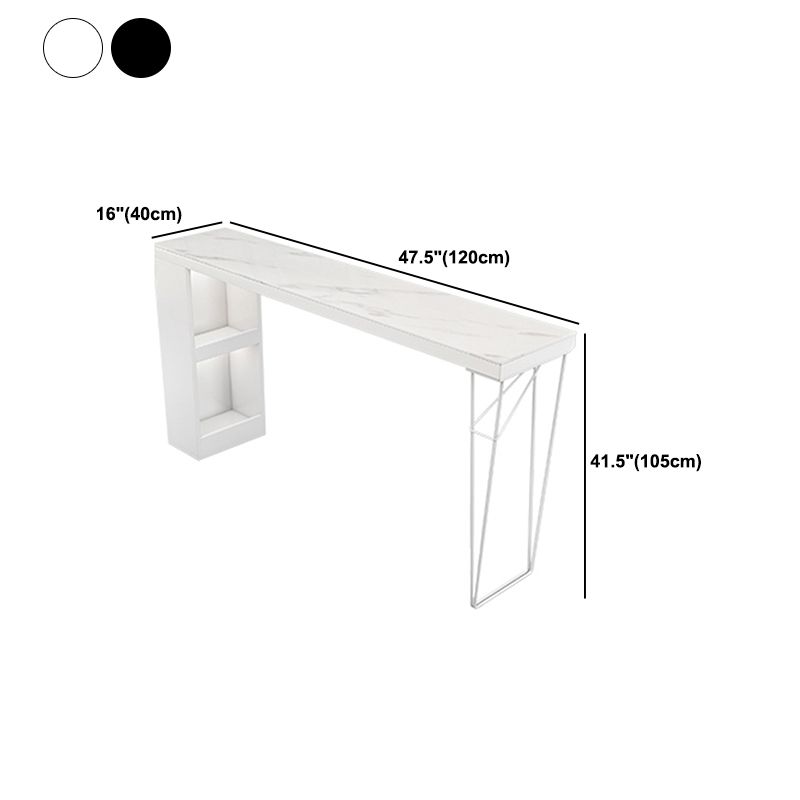 Modern Rectangle Bar Dining Table Bar Height Cocktail Table with Metal Base