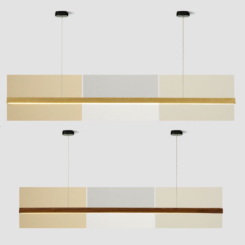Acrylic and Wood chandelier light, Simple Linear island lighting fixtures for Kitchen Island