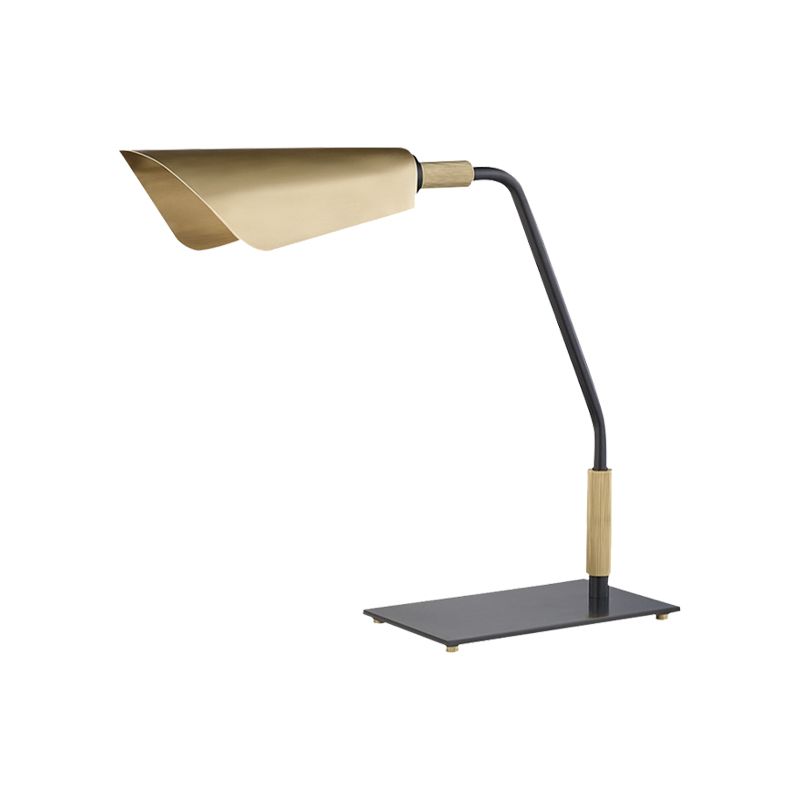 Roll Metal Study Light Colonialism 1 Bulbe Bedroom Night Table Lampe en or avec piédestal rectangle