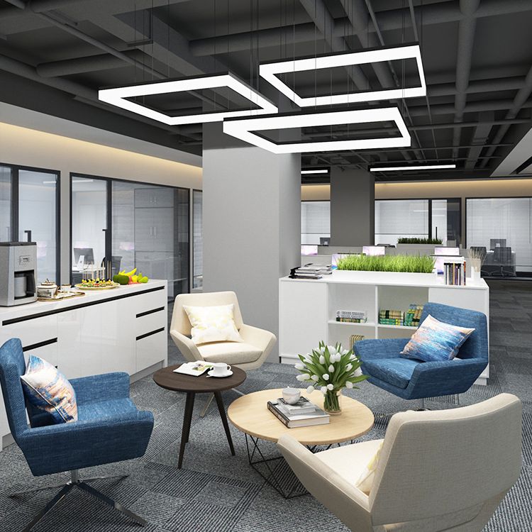 Linear Metal LED Island Light Fixture Modern Ceiling Pendant Light for Office