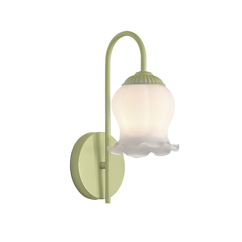 Modern Metal Wall Sconce Flower Shape Wall Light with Glass Shade for Living Room