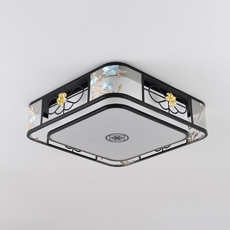 Geometrische Flush Mount Lighting Stoff Traditionelle Chinesische stil Flush Ceiling Licht-Leuchten für Schlafzimmer