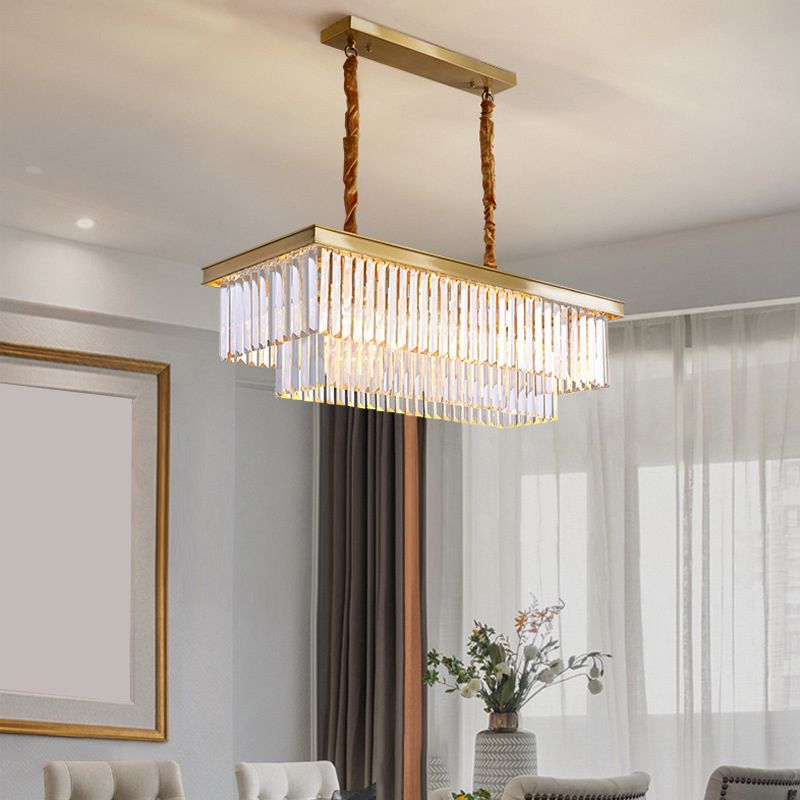 Modern Style Square Shape Island Pendants Crystal Pendant Lights for Living Room