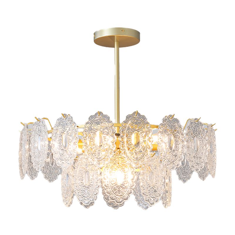 Modern Metal Ceiling Lamp Geometric Shape Island Light with Glass Shade for Living Room