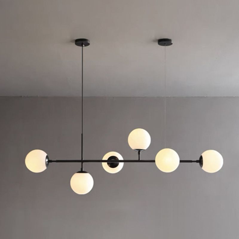 Modern Island Lamp Round Glass Shade Chandelier Light Fixture for Dining Room Kitchen