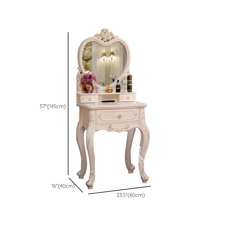 Victorian Bedroom With Drawer Mirror Solid Wood Makeup Vanity Set