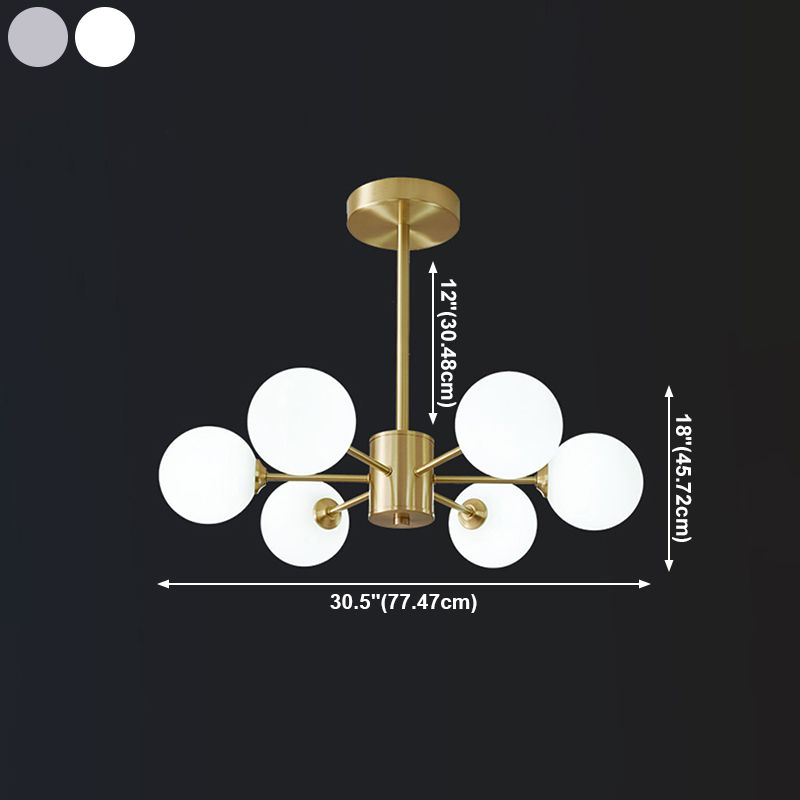 Globe kroonluchter verlichtingsarmaturen moderne multi-head gouden suspensie hanglampen met glazen schaduw
