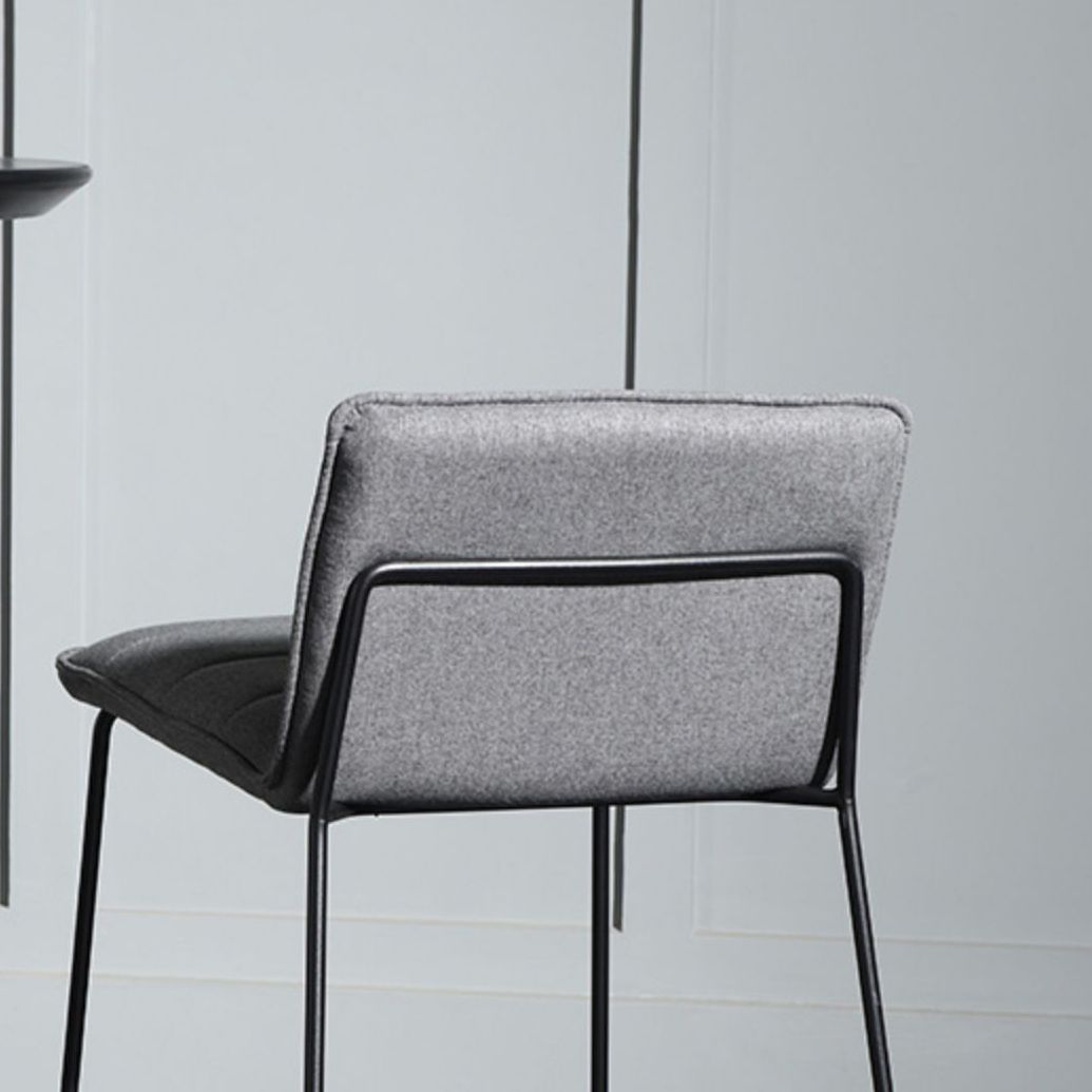Contemporary Upholstered Armless Bar Stool with Black Metal Base
