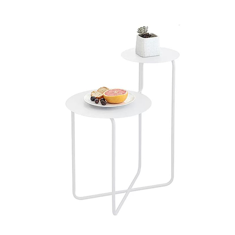 Mid-Century Modern Iron 2-Tier Side Table in Black and White