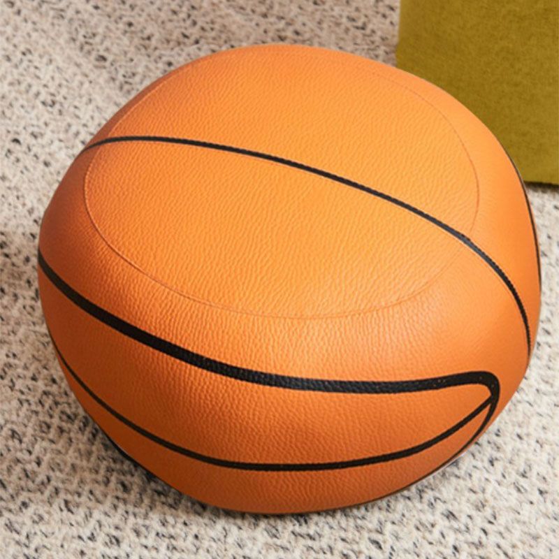 Modern Pouf Ottoman PU Leather Upholstered Geometric Print Spherical Ottoman