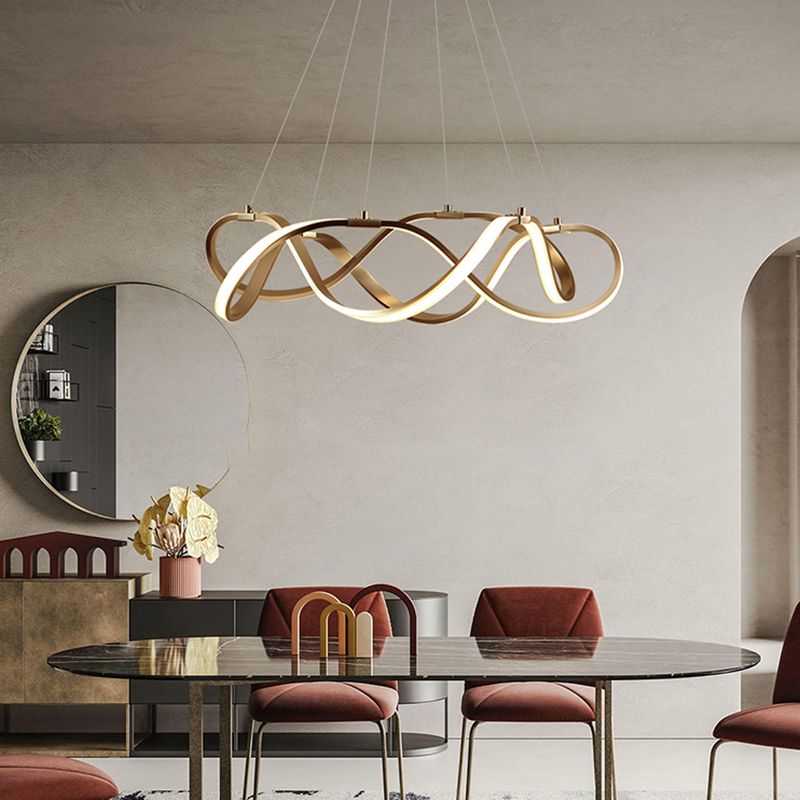 Contemporary Chandeliers Seamless Curves Hanging Pendant Lights with Acrylic Shade