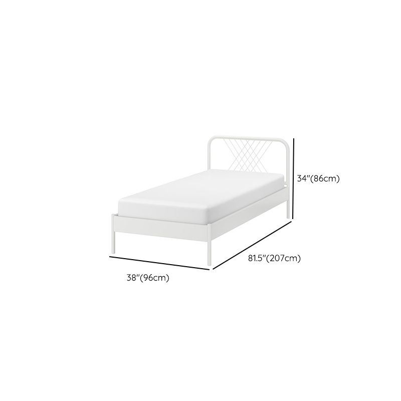 White Metal Panel Bed Glam Standard Bed with Open-Frame Headboard