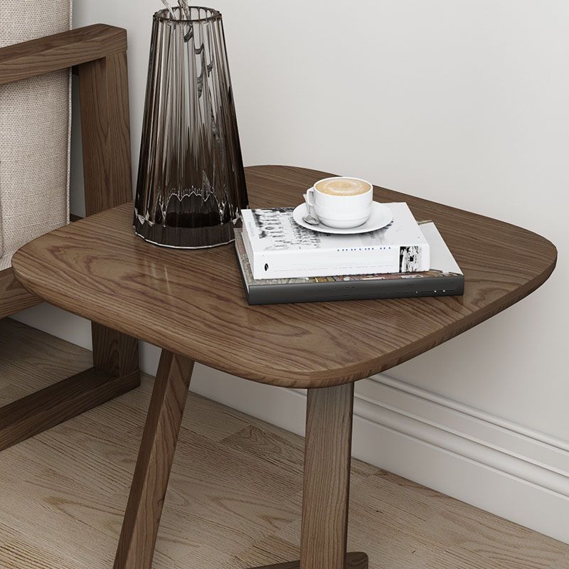 Solid Wood Square Top Side Table 19.7" Tall Abstract Base End Table