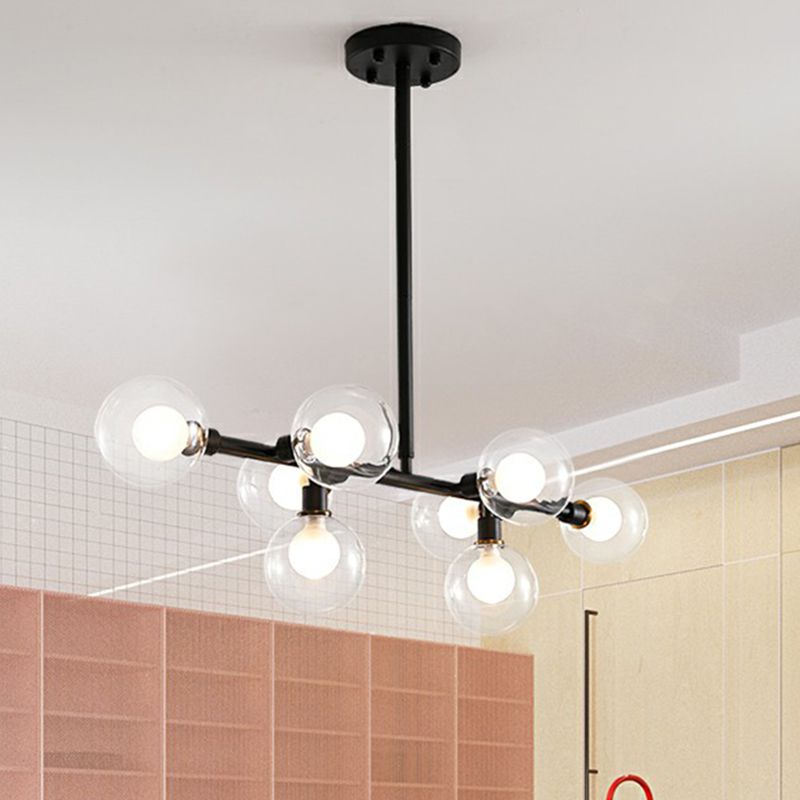 Glass Mini Globe Hanging Light Nordic 8 Lights Black Island Lighting Fun per ristorante