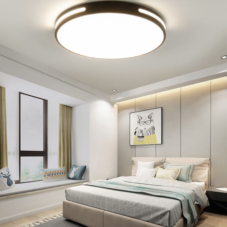 360° Surround Lighting Round LED Ceiling Light Modern Minimalism Metal Openwork Borders Flush Mount Lamp for Study Room