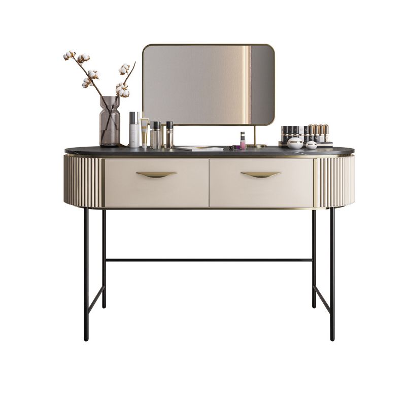 Vanity Set with 2 Storage Drawers 17.71" Wide Dresser with Mirror and Padded Stool