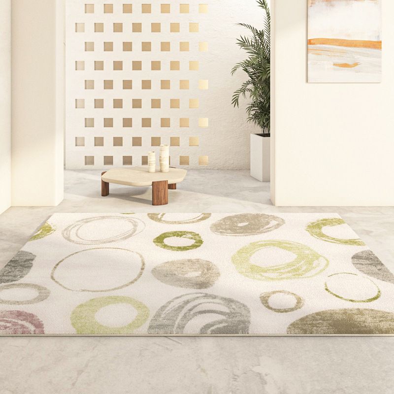 Green Simple Rug Polyester Color Block Indoor Rug Non-Slip Backing Rug for Drawing Room