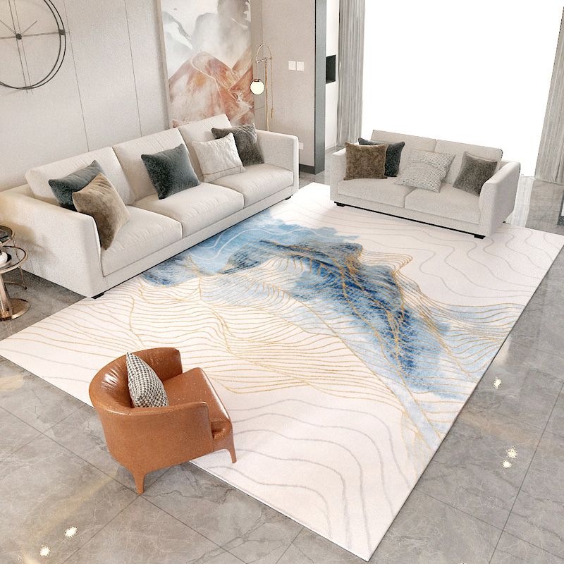 Multi Color Parlor Rug Oriental Stripe Printed Carpet Polypropylene Pet Friendly Stain-Resistant Rug