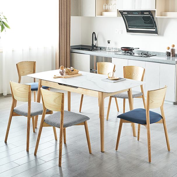 Minimalist Sintered Stone Dining Table White Extendable Dining Table for Kitchen